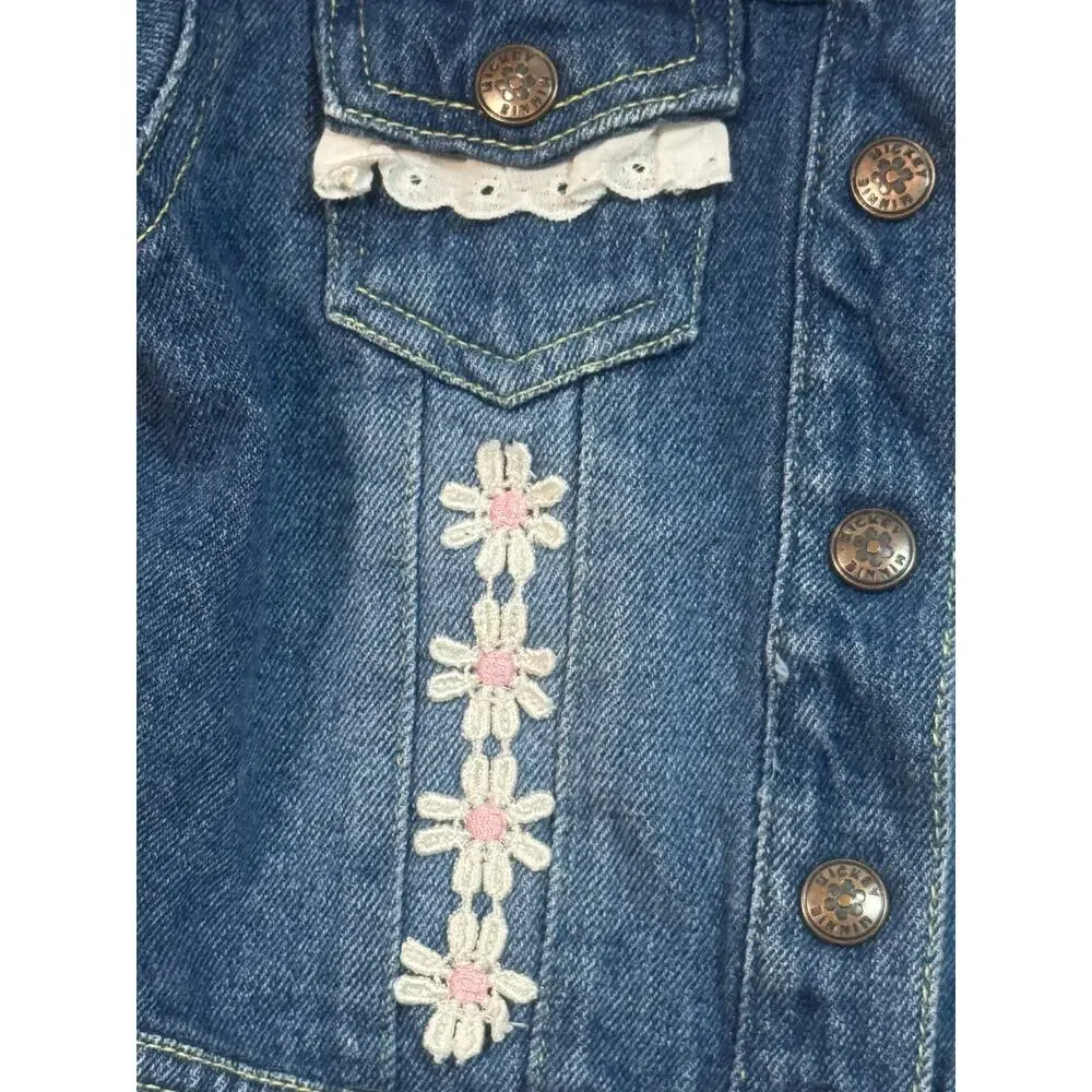 Vintage 90s Original Mickey Disney Denim Jean Jacket Baby Girl Toddler 24 Months